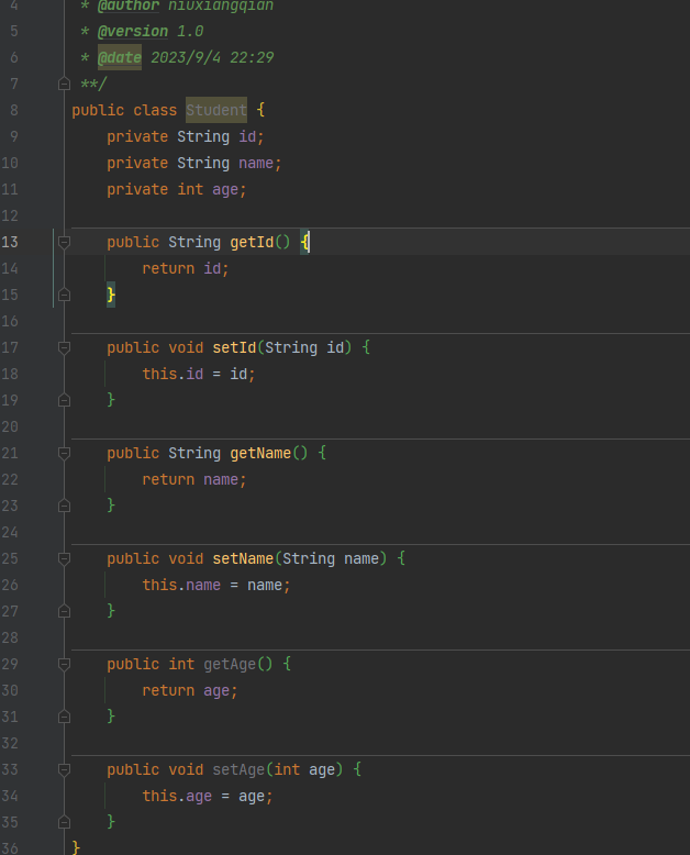 通过Idea自动生成get和set方法4